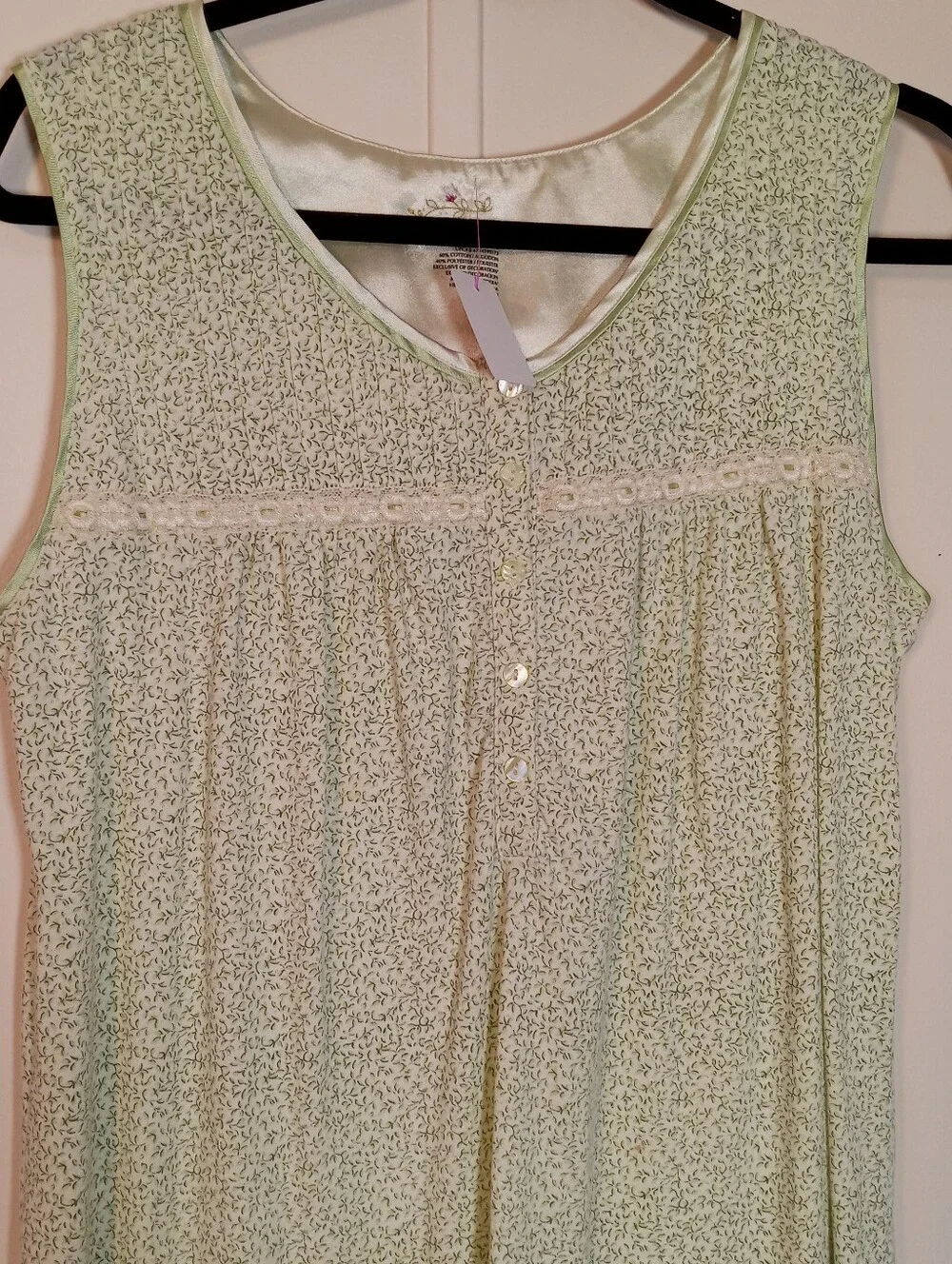 Secret Treasures Medium 8-10 Feminine green Floral Sleeveless nightgown